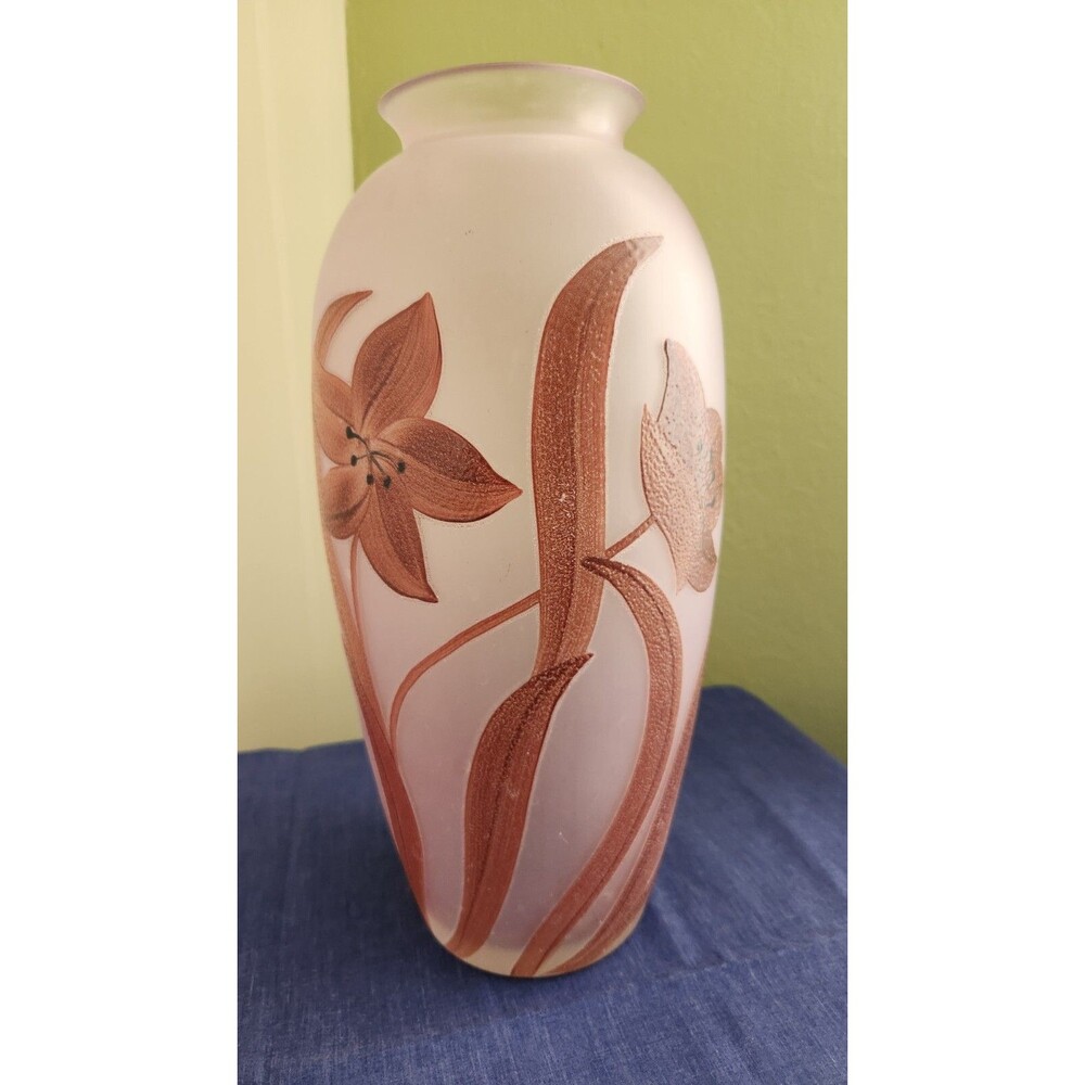 Vintage Lavender Satin Fused Frit Glass Vase